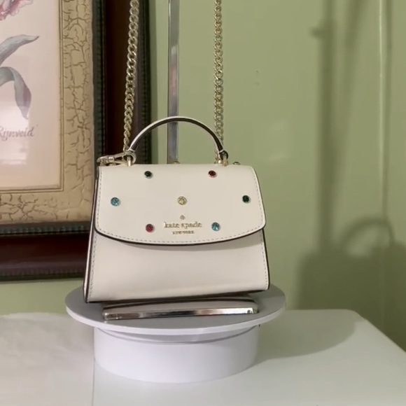 ♠️❤️ KATE SPADE ♥️♣️ NUEVA YORK CRYSTAL EMBELLISHED LEATHER CROSSBODY MINI BAG - Picture 3 of 7